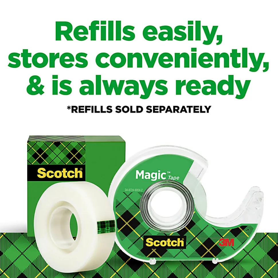 Scotch® Magic™ Tape with Dispenser, Invisible, 3/4 in. x 650 in., 6 Tape Rolls, Clear, School Supplies and College Essentials for Students, 6122