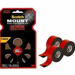 Scotch Mount Extreme Double-Sided Mounting Tape, Black, 1 in x 60 in, 3 Pack