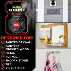 Scotch Mount Extreme Double-Sided Mounting Tape, Black, 1 in x 60 in, 3 Pack