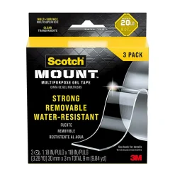 Scotch-Mount™ Multipurpose Gel Tape , 30 mm x 3 m (1.18 in x 118 in), 3 Pack