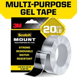 Scotch-Mount™ Multipurpose Gel Tape, 1.18” x 118”, 1 Pack, Holds up to 20 lbs, Double Sided Tape for Heavy Duty Applications
