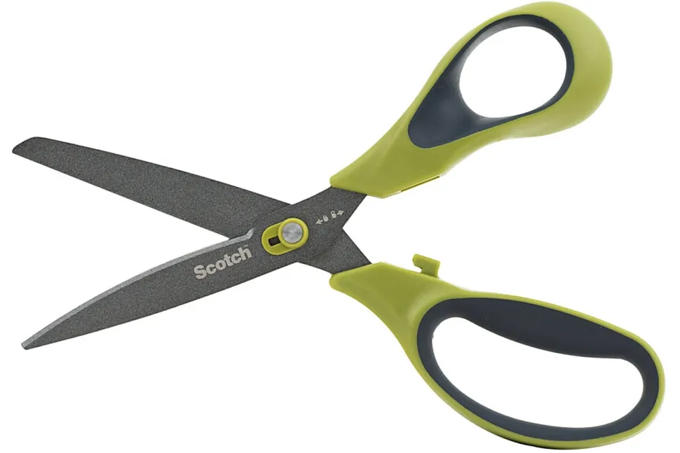 Scotch Non-Stick Unboxing Scissors, 8", Pointed, Green