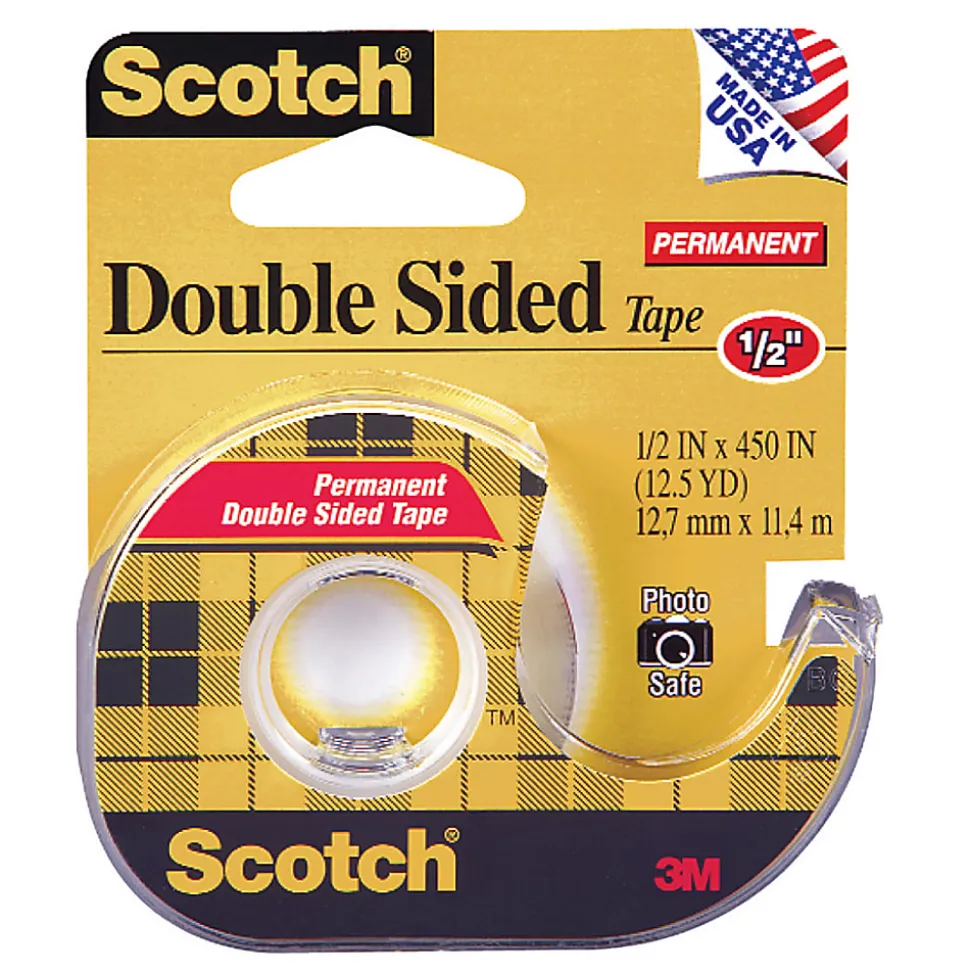 Scotch® 137 Photo-Safe Double-Sided Tape In Dispenser, 1/2" x 450", Clear