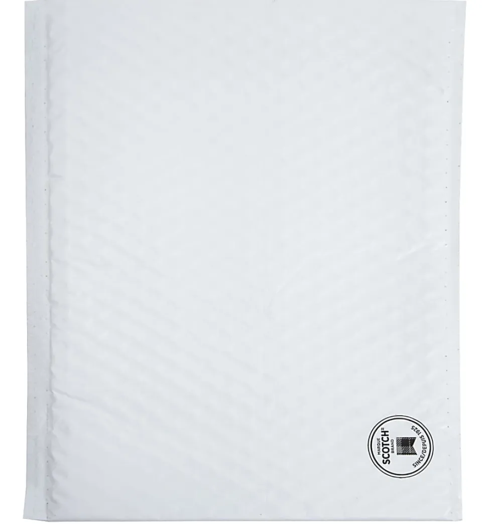 Scotch Poly Bubble Mailer , White, Small, Size 2, Inside Dimensions 8.5 IN x 11 IN, made with 50% recycled plastic