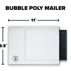 Scotch Poly Bubble Mailer , White, Small, Size 2, Inside Dimensions 8.5 IN x 11 IN, made with 50% recycled plastic