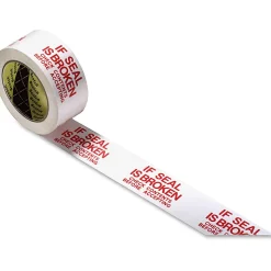 Scotch Preprinted Message Seal Broken Tape - 109.36 yd x 1.88"- 1.9" Thickness - 4.48" Dia - 3" Core - Polypropylene Film Backing - 36/Carton - White