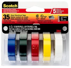Scotch® Professional Grade Quality Electrical Tape, 5 Tape Rolls, 0.5 in x 6.67 ft, 1