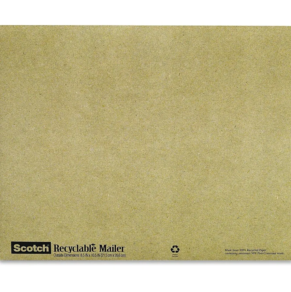 Scotch® 100% Recycled Padded Mailers, 8" x 10", Green