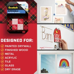Scotch® Removable Double-Sided Mounting Squares , 0.7 in x 0.7 in (1.77 cm x 1.77 cm) 16/pk