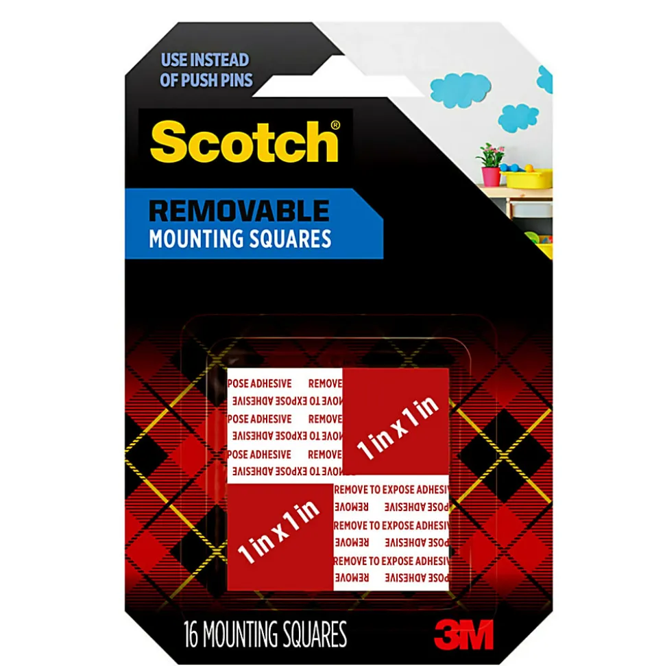 Scotch® Removable Foam Mounting Squares, 1" x 1", Pack Of 16
