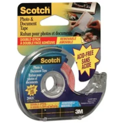 Scotch Removable Scrapbook Double Sided Tape - 25 ft Length x 0.50" Width - Dispenser Included - For Photo, Document - 1 Roll - Clear
