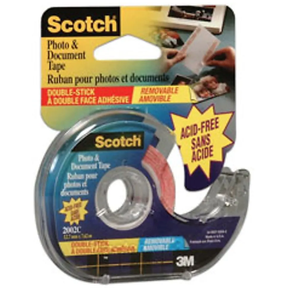 Scotch Removable Scrapbook Double Sided Tape - 25 ft Length x 0.50" Width - Dispenser Included - For Photo, Document - 1 Roll - Clear
