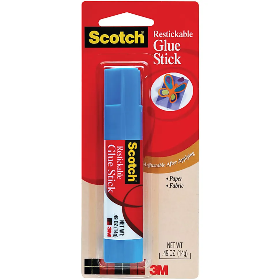 Scotch® Restickable Glue Stick, 0.49 Oz