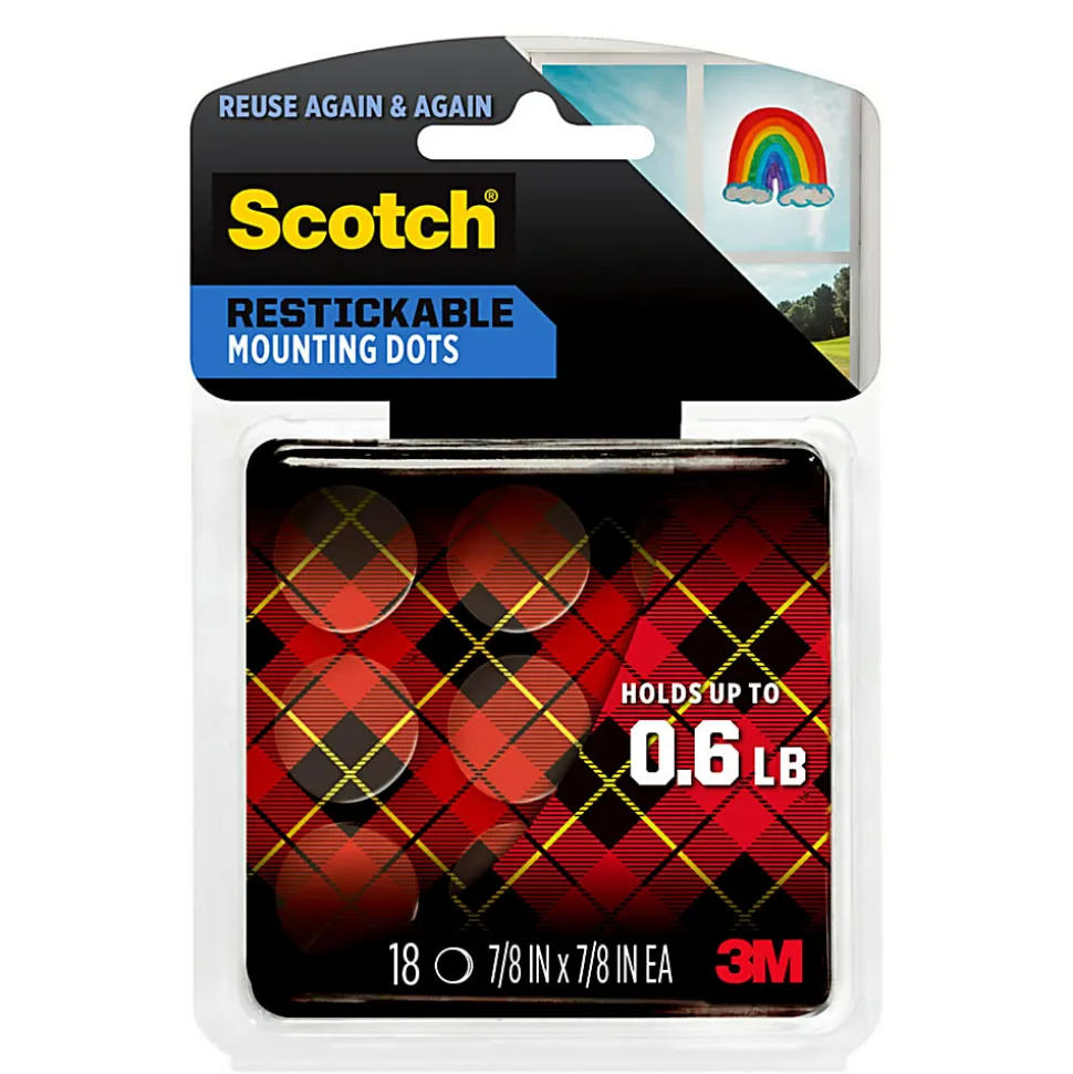 Scotch® Restickable Mounting Dots , 0.875 in x 0.875 in (2.2 cm x 2.2 cm)