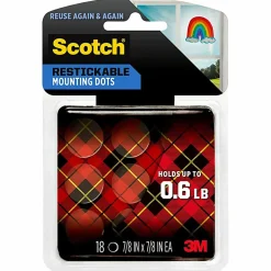 Scotch® Restickable Mounting Dots , 0.875 in x 0.875 in (2.2 cm x 2.2 cm)