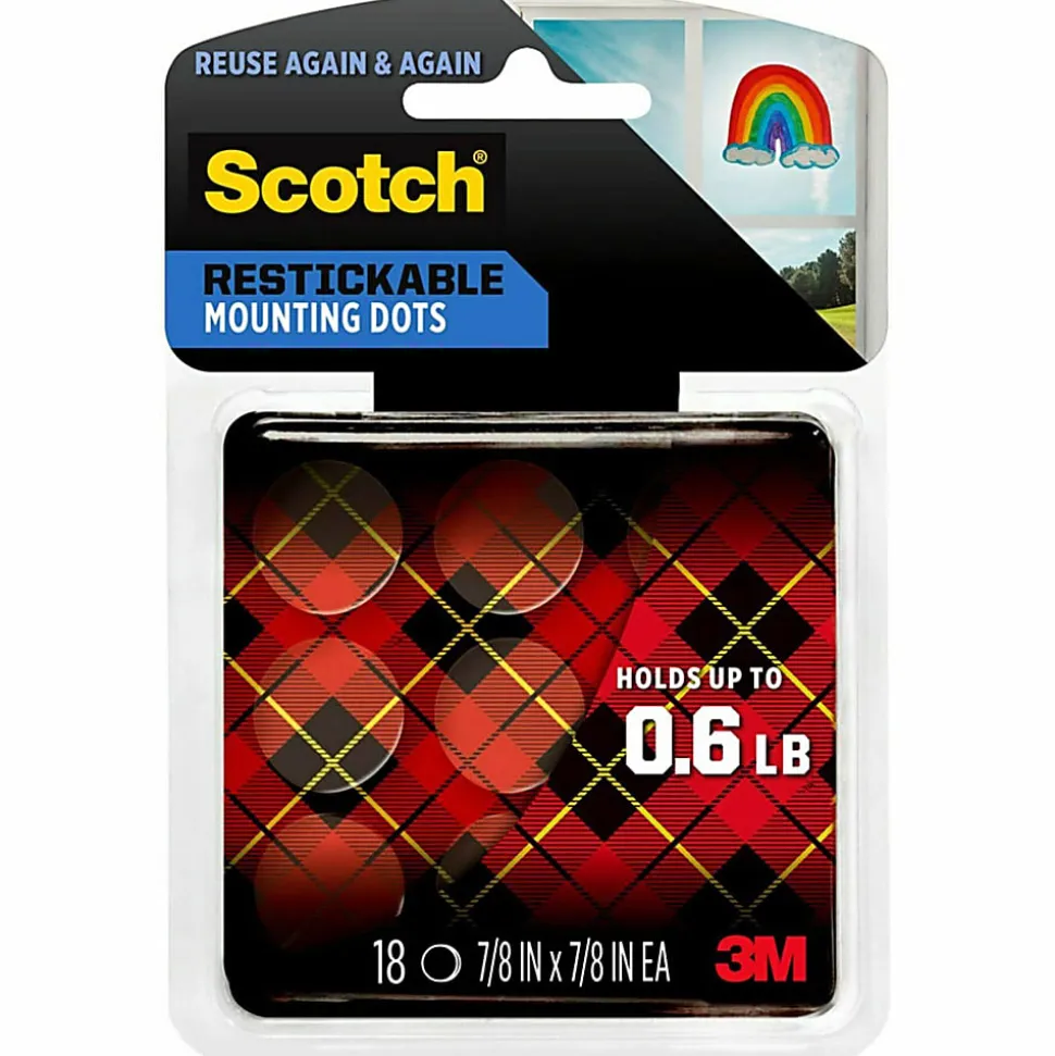 Scotch® Restickable Mounting Dots , 0.875 in x 0.875 in (2.2 cm x 2.2 cm)