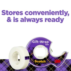 Scotch® Satin Gift Wrap Transparent Tape, 2 Tape Rolls, 3/4 in x 600 in, Holiday Gift Wrapping for Christmas Presents and Gift Bags