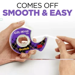 Scotch® Satin Gift Wrap Transparent Tape, 2 Tape Rolls, 3/4 in x 600 in, Holiday Gift Wrapping for Christmas Presents and Gift Bags