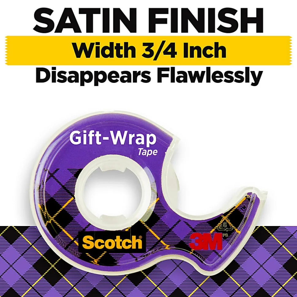 Scotch® Satin Gift Wrap Transparent Tape, 2 Tape Rolls, 3/4 in x 600 in, Holiday Gift Wrapping for Christmas Presents and Gift Bags