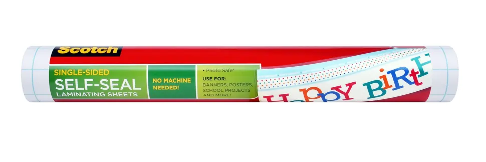 Scotch™ Self-Seal Laminating Sheets, 16 in x 10 ft, No Laminator Needed, Single Sided, Ultra Clear Finish