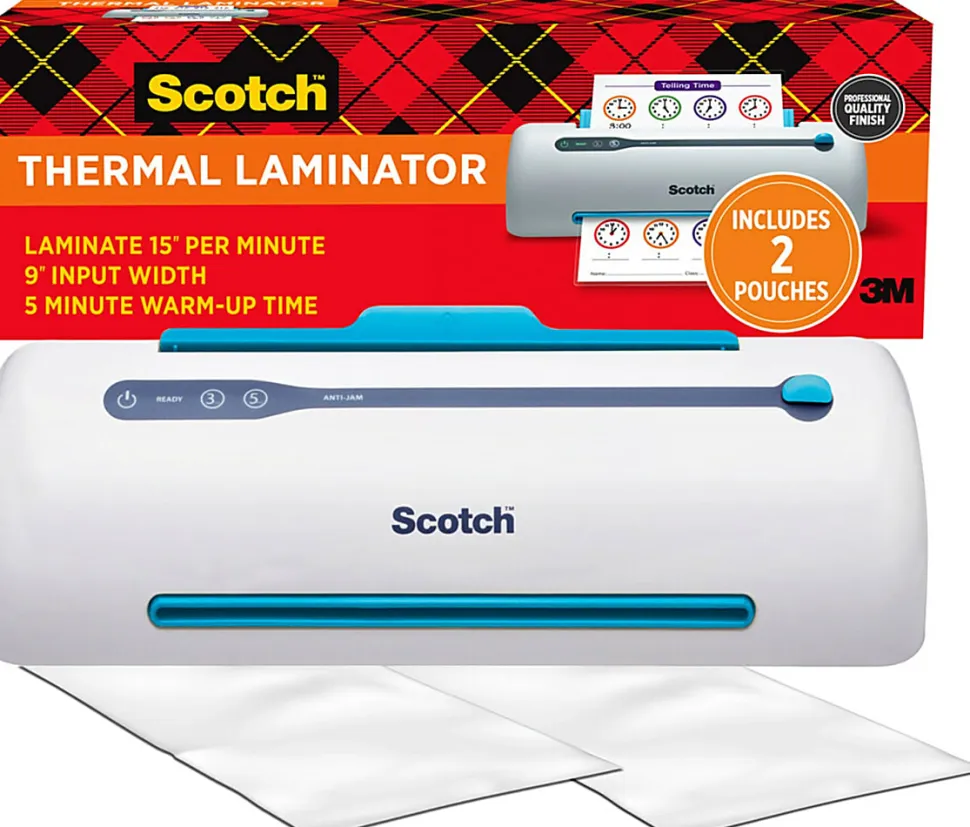 Scotch® Smart Thermal Laminator, 1 Thermal Laminator 9" Wide, Never Jam Technology Automatically Prevents Misfed Items