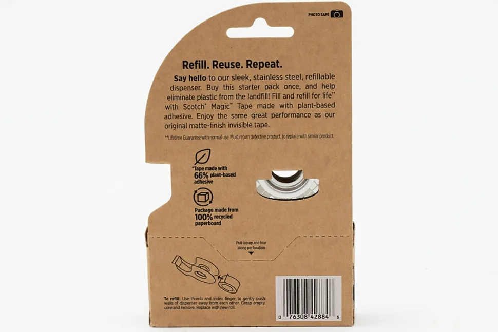 Scotch® Stainless Steel Dispenser Starter Pack with Magic™ Tape , 0.75 in x 550 in, 2 Roll/Pack