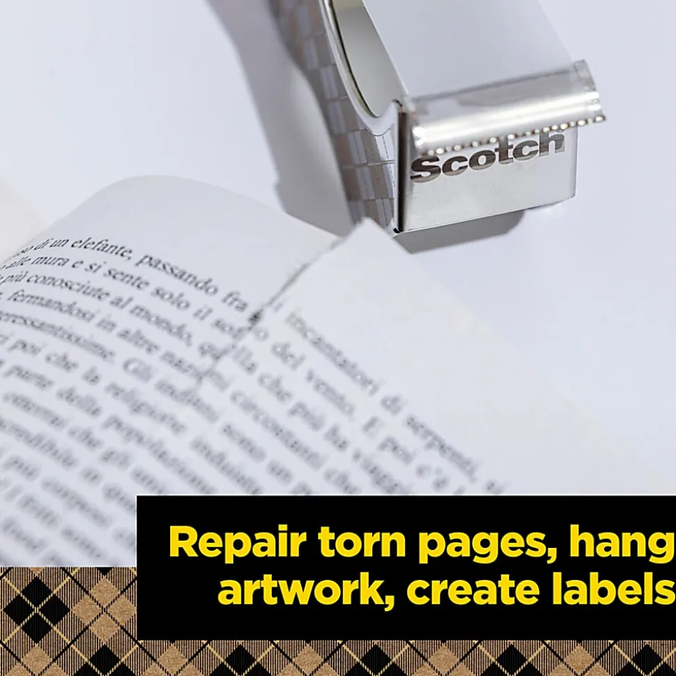 Scotch® Stainless Steel Dispenser Starter Pack with Magic™ Tape , 0.75 in x 550 in, 2 Roll/Pack