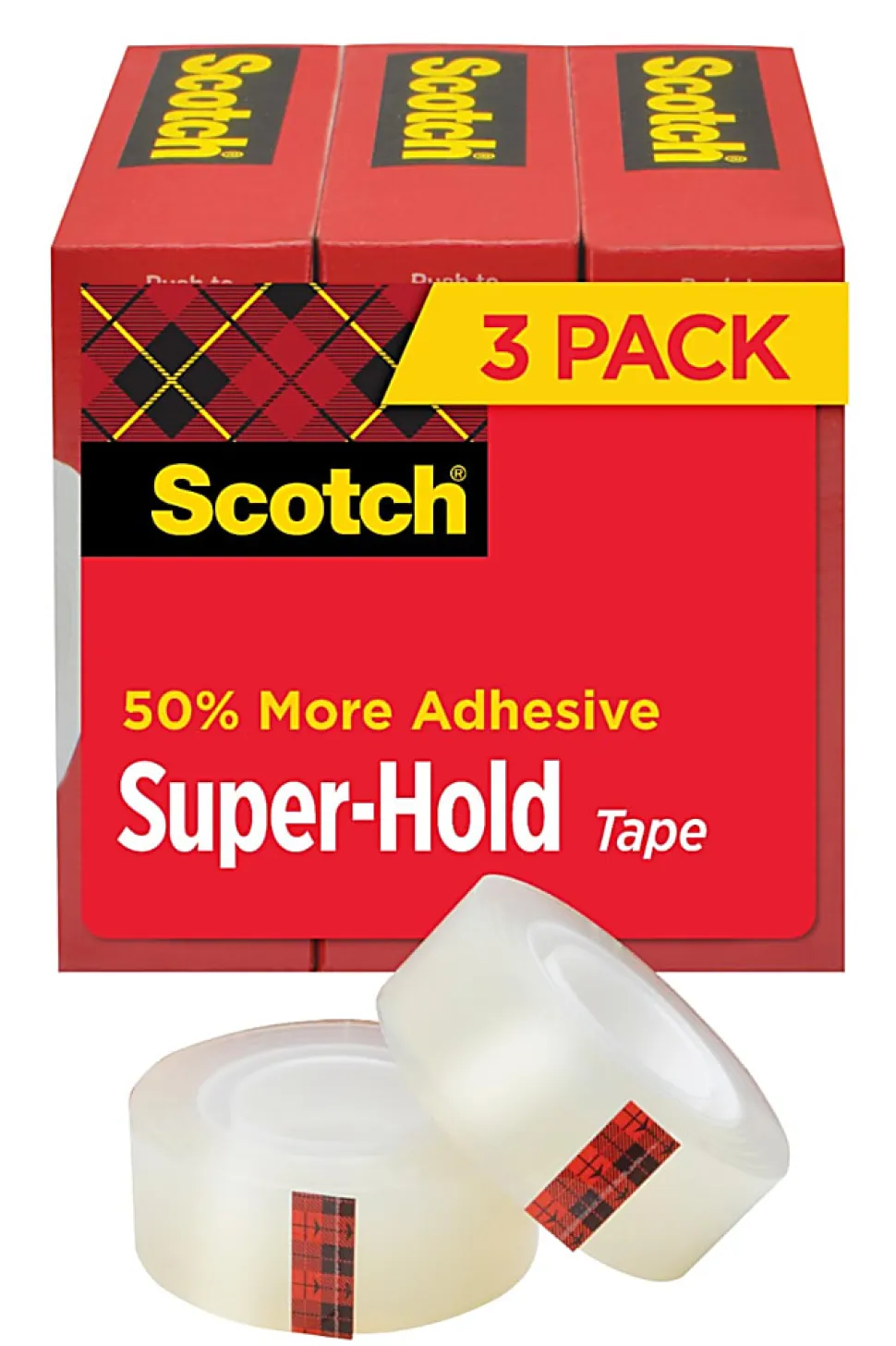 Scotch Super-Hold Tape, 3/4 in x 800 in, Clear, 3/Pack