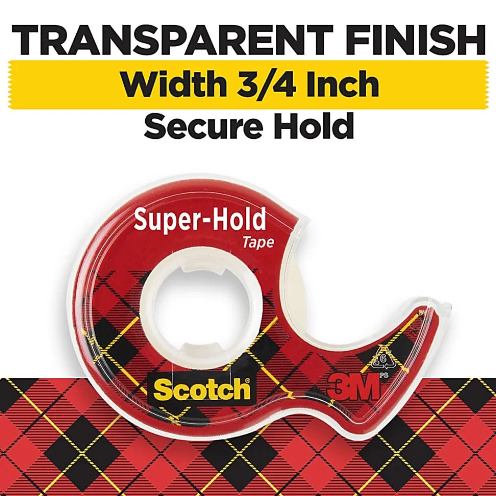Scotch® Super-Hold Tape, With Handheld Dispenser, 0.75" x 18 Yd, Clear