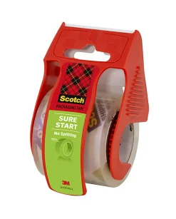 Scotch Sure Start Easy Unwind Packaging Tape, 22.20 Yd x 1.88"W x 2.6 mil x 1.50" Diameter, 1 1/2" Core, Clear, 1 Roll