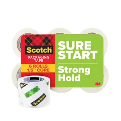 Scotch® Sure Start Shipping Tape, 6 Tape Rolls, 1 7/8 in x 25 yd, 1.5