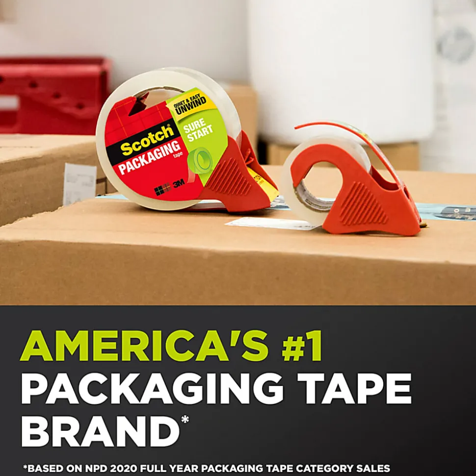 Scotch® Sure Start Shipping Tape With Dispenser, 1-7/8" x 38.2 Yd., Clear