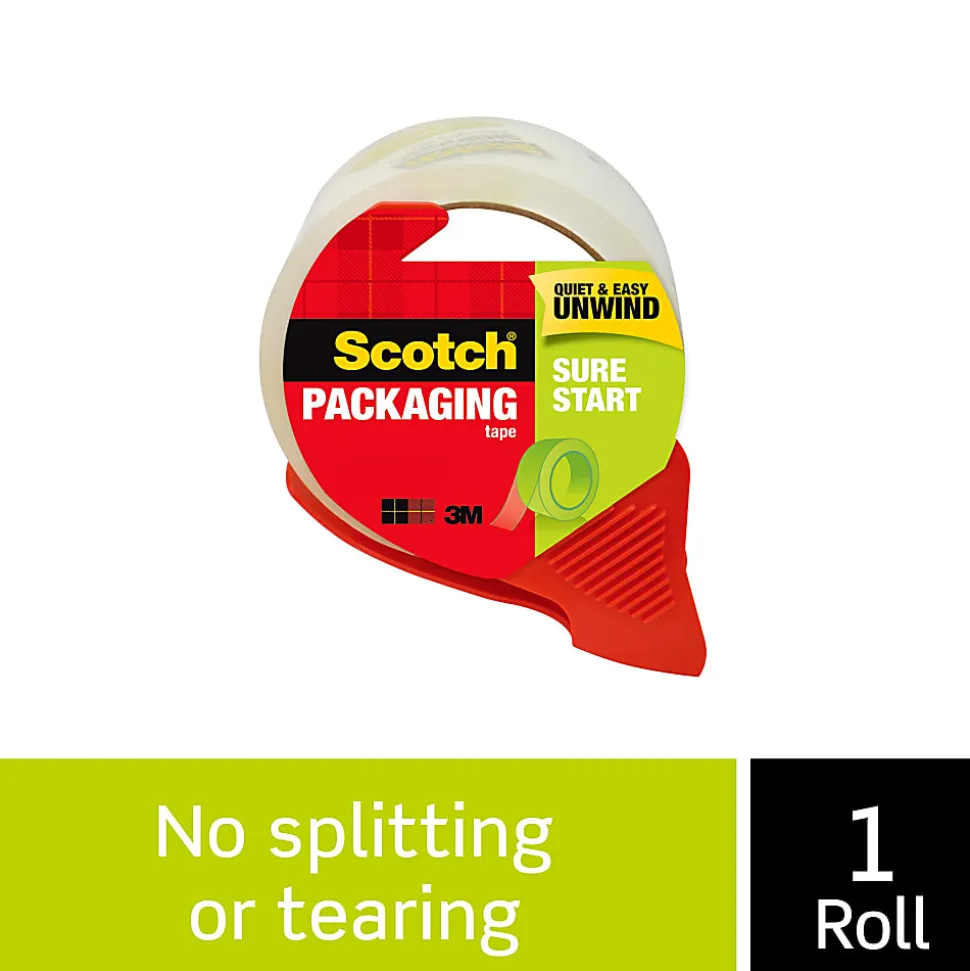 Scotch® Sure Start Shipping Tape With Dispenser, 1-7/8" x 38.2 Yd., Clear