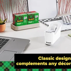 Scotch® Tape Dispenser, White, .75 in x 350 in, Roll of tape included