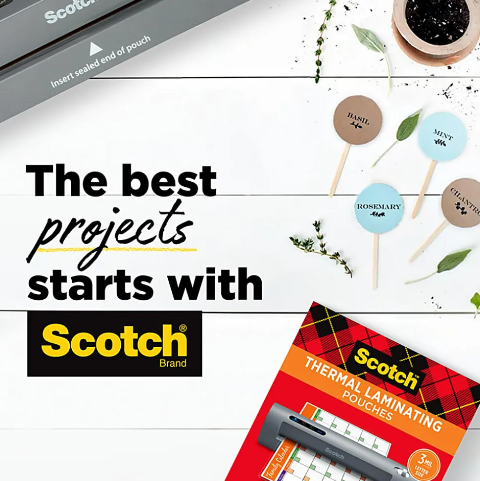 Scotch® Thermal Laminating Combo Pack, 1 Thermal Laminator 9" Wide, 2 Laminating Sheets, Fits Letter Size
