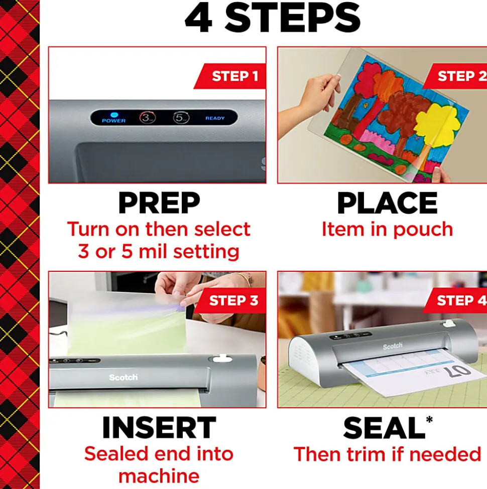 Scotch® Thermal Laminating Combo Pack, 1 Thermal Laminator 9" Wide, 2 Laminating Sheets, Fits Letter Size
