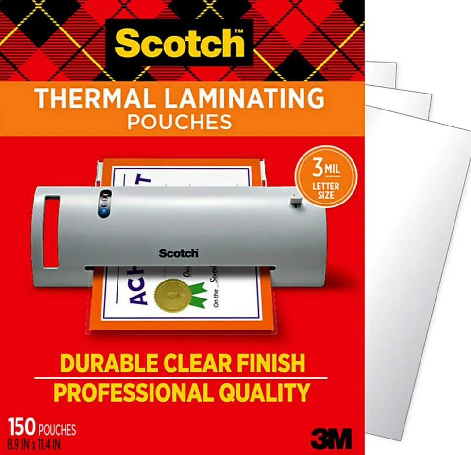 Scotch® Thermal Laminating Pouches, 8.9" x 11.4", 150 Laminating Sheets, Fits Letter Size