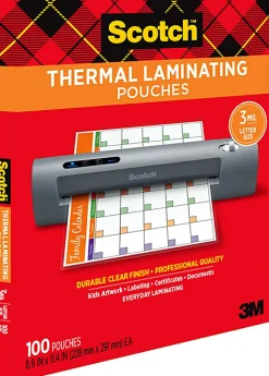 Scotch® Thermal Laminating Pouches, 8.9" x 11.4", 100 Laminating Sheets, 3 mil., Fits Letter Size, 100/Pack