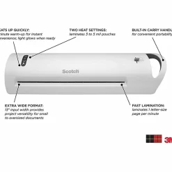 Scotch® Thermal Laminator Combo Pack, 1 White Thermal Laminator 13" Wide, 20 Laminating Sheets, Fits Letter Size