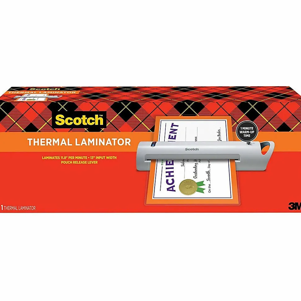 Scotch® Thermal Laminator Combo Pack, 1 White Thermal Laminator 13" Wide, 20 Laminating Sheets, Fits Letter Size