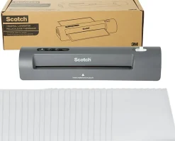 Scotch® Thermal Laminator Combo Pack, 1 Gray Thermal Laminator 9" Wide, 20 Laminating Sheets, Fits Letter Size