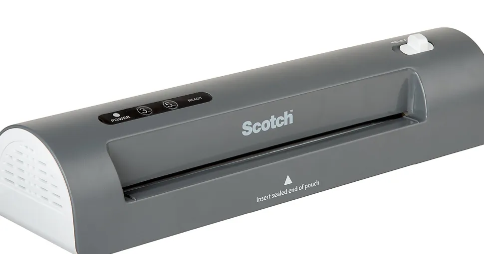 Scotch® Thermal Laminator Combo Pack, 1 Gray Thermal Laminator 9" Wide, 20 Laminating Sheets, Fits Letter Size