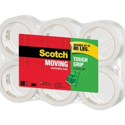 Scotch Tough Grip Moving Packaging Tape - 43.70 yd Length x 1.88" Width - Clear - Fiber - 6 / Pack