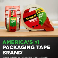 Scotch® Tough Grip Moving Packing Tape, 1.88