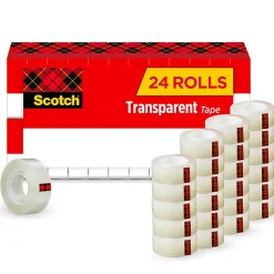 Scotch® Transparent Tape, 3/4 in. x 1000 in., 24 Tape Rolls, Clear, School Supplies and College Essentials for Students and Teachers