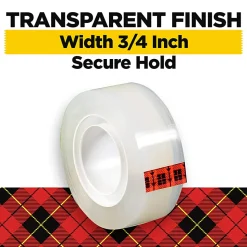 Scotch® Transparent Tape, 3/4 in. x 1000 in., 24 Tape Rolls, Clear, School Supplies and College Essentials for Students and Teachers