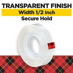 Scotch® Transparent Tape, 2 Tape Rolls, 1/2 in x 1296 in, Home Office Supplies and School Supplies for College and Classrooms