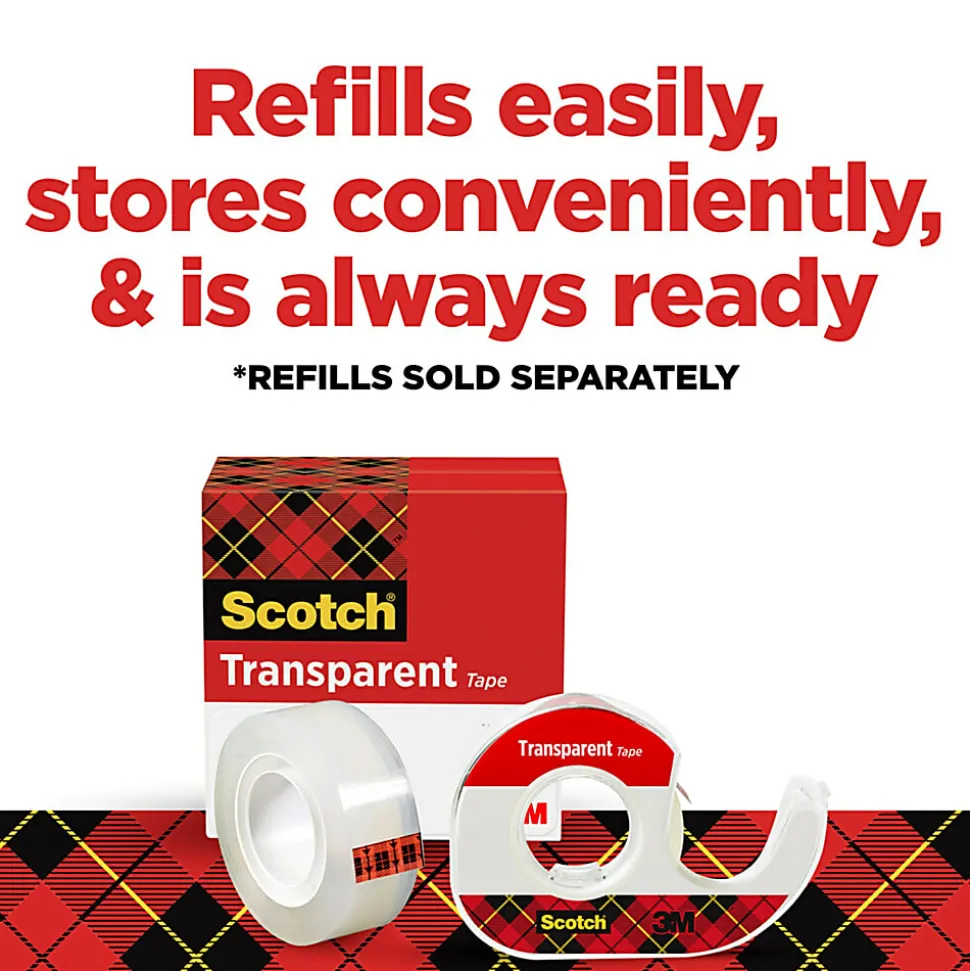 Scotch® Transparent Tape, 4 Tape Rolls with Dispensers, 3/4 in x 850 in, Home Office Supplies and School Supplies for College and Classrooms