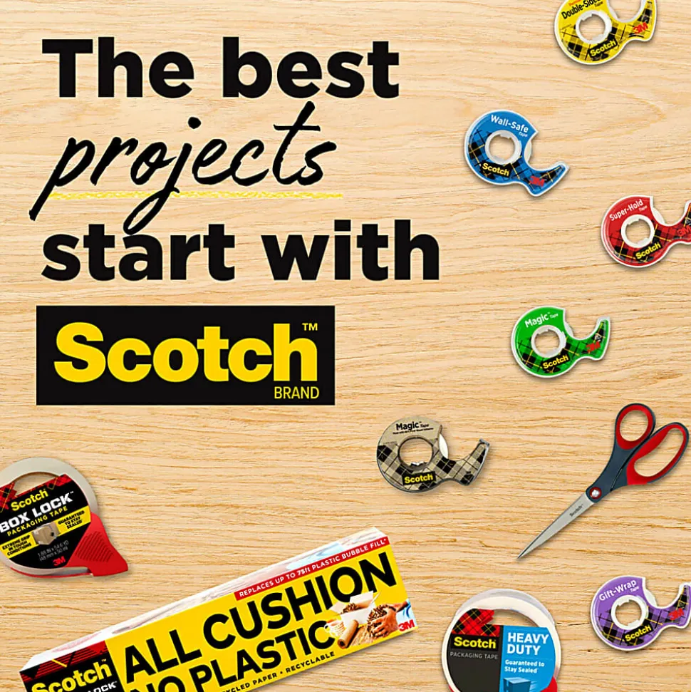 Scotch® Transparent Tape, 3 Tape Rolls, 3/4 in x 1000 in, Home Office Supplies and School Supplies for College and Classrooms