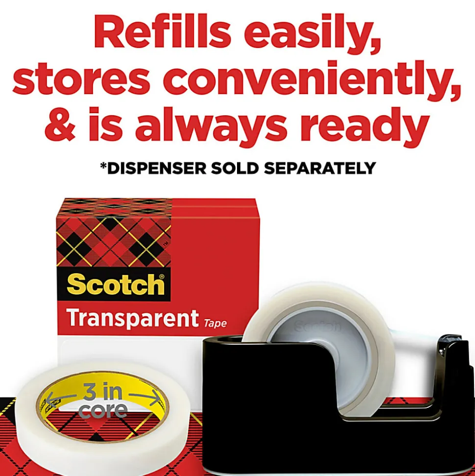 Scotch® Transparent Tape, 2 Tape Rolls, 3/4 in x 2592 in, Home Office Supplies and School Supplies for College and Classrooms